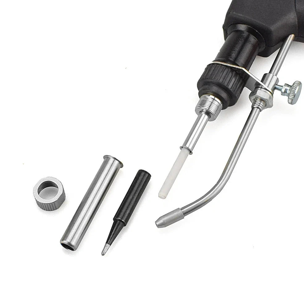 Black manual soldering iron with temperature control dial and replaceable alloy tip for electronic soldering