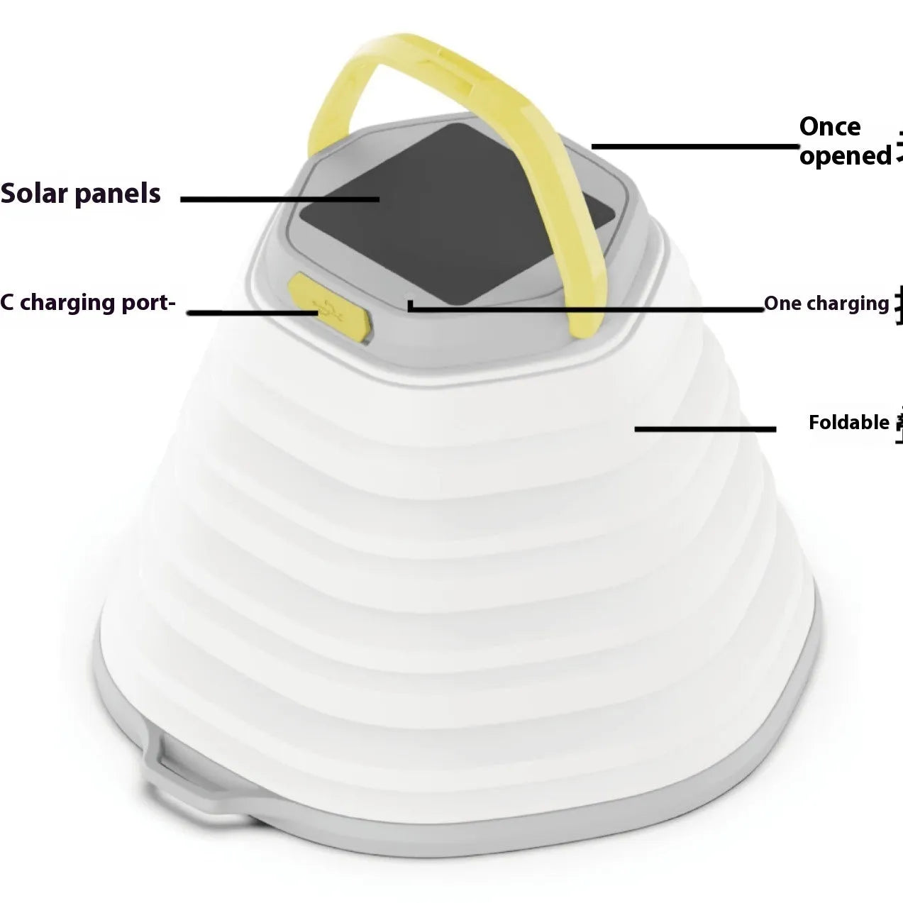 White camping lamp with single-key switch and large 1000mAh battery for outdoor lighting