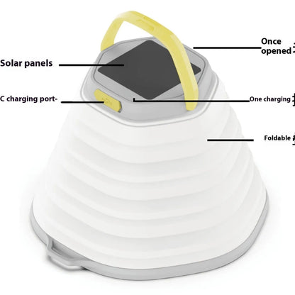 White camping lamp with 2000mAh rechargeable battery and single-key switch for tent lighting
