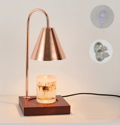 Log aromatherapy melting wax lamp measuring 37cm tall with natural wood base and white lampshade
