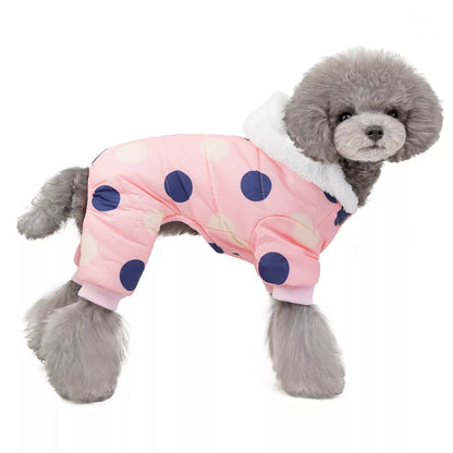 Big polka dot cotton coat with four-leg design in Pink, Black, Light Yellow