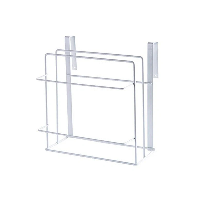 Double layer iron kitchen towel rack for organizing chopping boards and rags