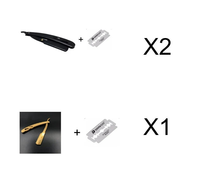 Premium stainless steel straight razor with sharp blades for a smooth, comfortable shave