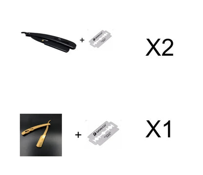 Premium stainless steel straight razor with sharp blades for a smooth, comfortable shave