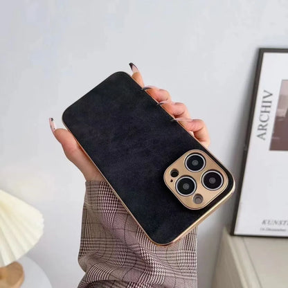 Leather texture phone case in solid colour options for iPhone models with TPU interior