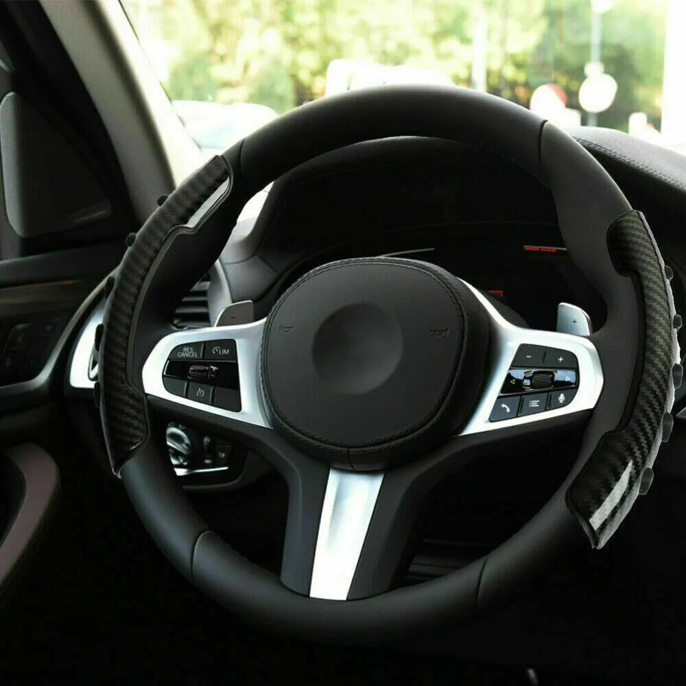 Carbon fibre black steering wheel anti-skid sleeve for 38cm diameter wheels in car interior