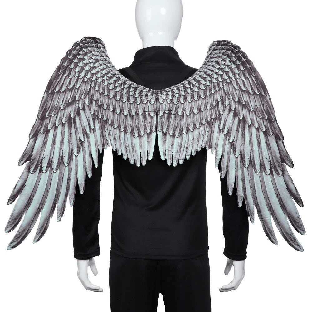 Captivating 3D Angel Wings in white and black, perfect for costume parties, cosplay, and more