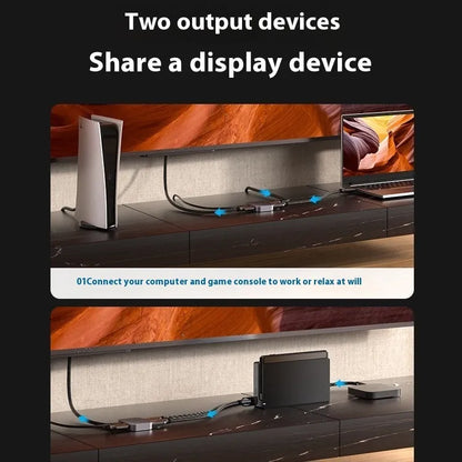 Grey alloy computer cable separator for HD audio and video conversion to television