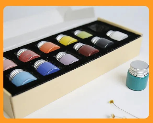 Ceramic high temperature paint pots in Lilac, Plant ash, and Verdant colours for pottery firing at 1250-1350°C