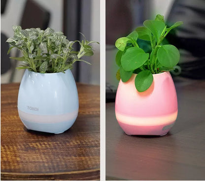 Touch-sensitive music vase desktop audio in pink, blue, or white