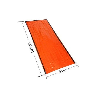 Orange First-aid Tent Insulation Mat reflecting sunlight, ready for emergency use