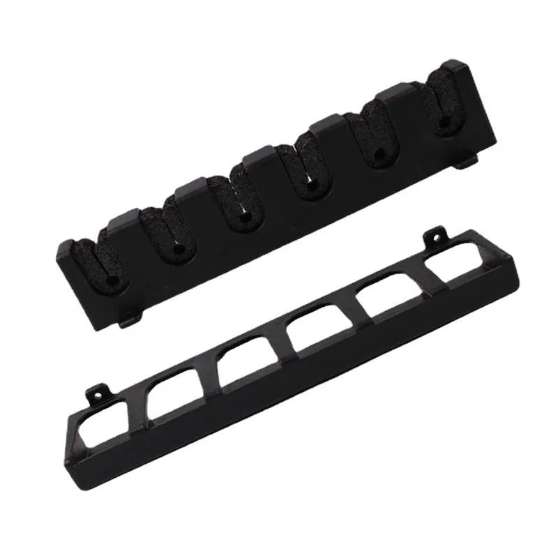 Rod Display Stand Wall-mounted Vertical Wall Fishing Gear Storage Rack for organising up to 10 rods, featuring a durable ABS frame with two mounting styles for custom tackle room layouts.