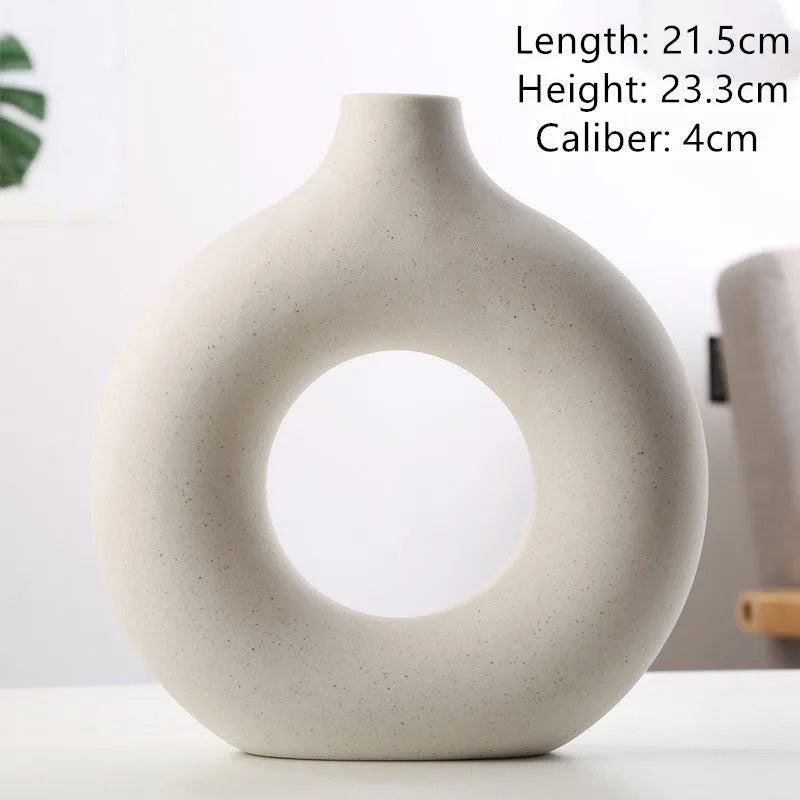 Porcelain biscuit vase with frosted finish in neutral colour option for flower arranging