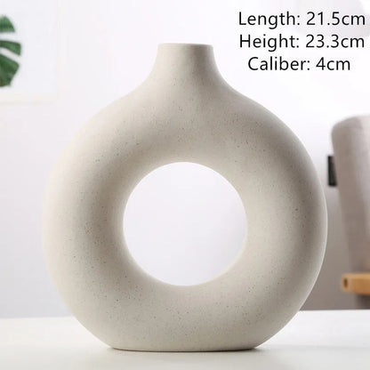 Porcelain biscuit vase with frosted finish in neutral colour option for flower arranging