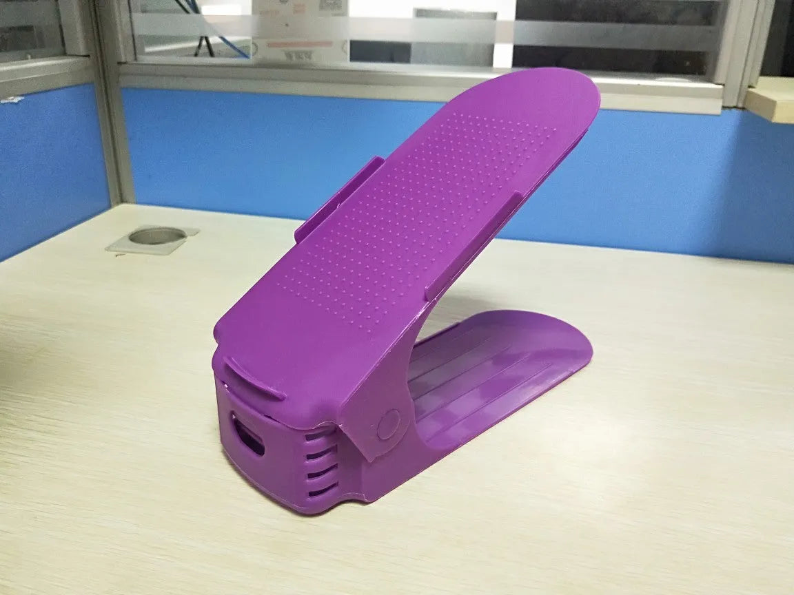 Adjustable double stand shoe rack, PP plastic, 25x10x18cm, 170g, space saving shoe storage in multiple colours