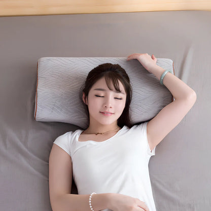 Butterfly shape memory foam pillow 50x30cm in blue with slow rebound filling for neck support