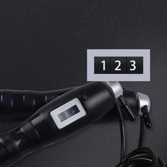Adjustable digital skipping rope with black and pink options, featuring a digital counter