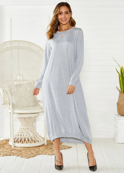 Black lantern dress with lace-up crew neck and loose fit, made from knitted polyester fabric
