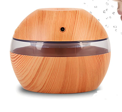 White ABS essential oil diffuser measuring 110x110x90mm with 300ml water capacity and USB power connection
