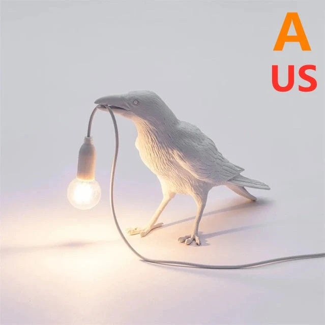 Elegant Resin Bird Wall Lamp illuminating a cozy room with its unique design
