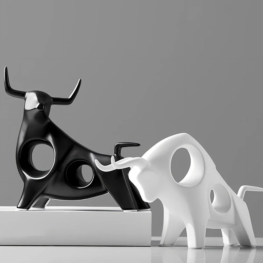 Handmade porcelain animal ornament in black, glazed finish, 12 cm height for European home decor