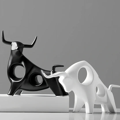 Handmade porcelain animal ornament in black, glazed finish, 12 cm height for European home decor