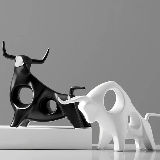 Handmade porcelain animal ornament in black, glazed finish, 12 cm height for European home decor