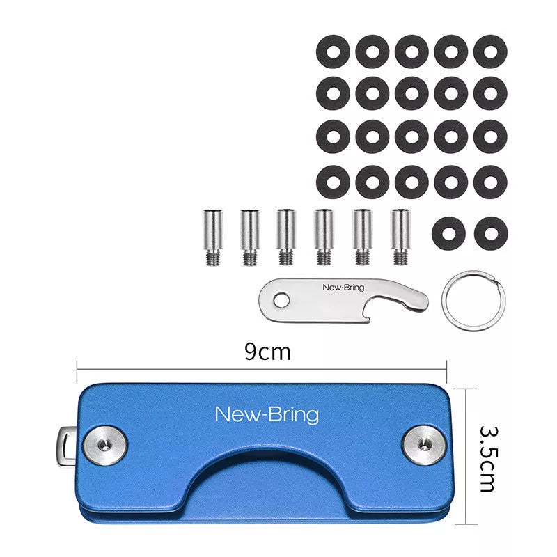 Metal Multifunctional Keychain Organizer in various colors, holding multiple keys