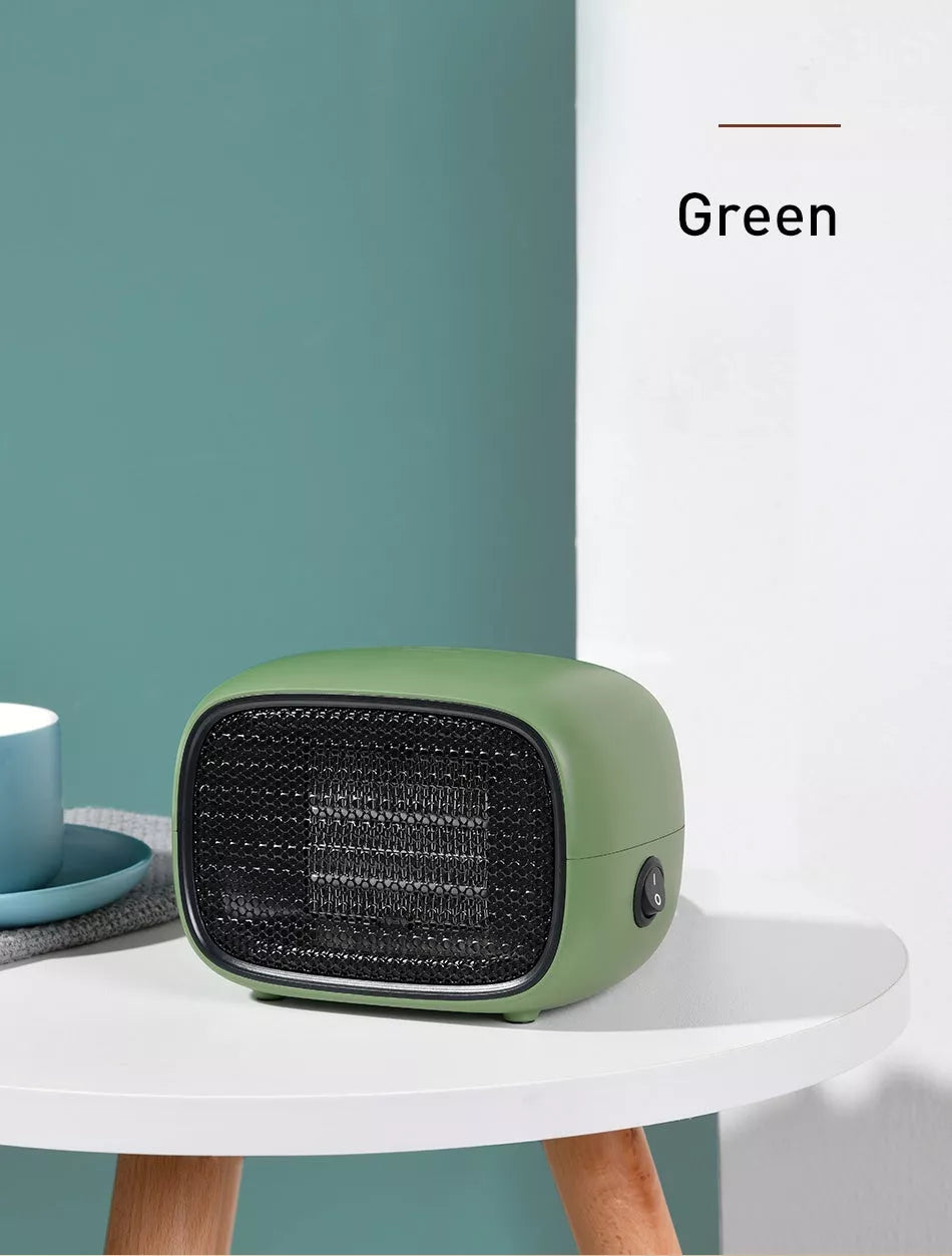 Mini Home Heater with PTC ceramic fast heating technology in green, white, or yellow