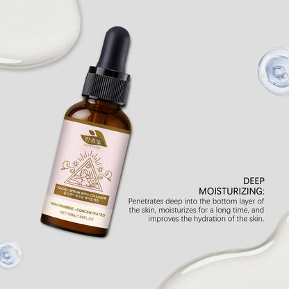 50ml collagen facial fluid bottle with nicotinamide and glycerol for facial hydration