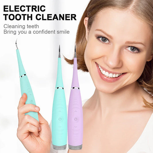 Rechargeable waterproof electric dental cleaner tool with high-frequency vibration technology for effective plaque and tartar removal