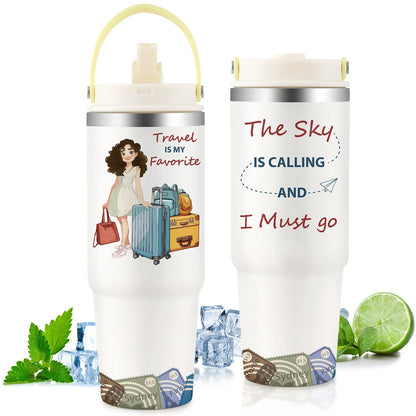 Premium 30oz stainless steel insulated cup in various colors, keeping drinks hot or cold for hours.