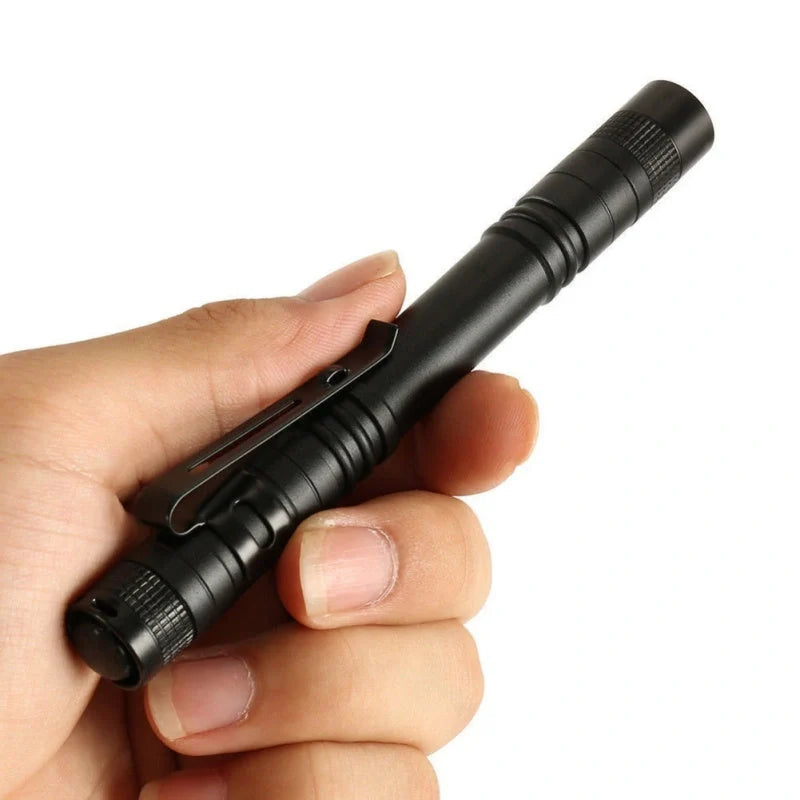 Aluminum LED Flashlight with pen clip, waterproof and lightweight for outdoor use
