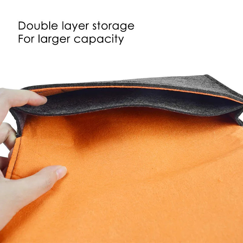 Black felt carrying pouch for Nintendo Switch with game card slots and double layer storage