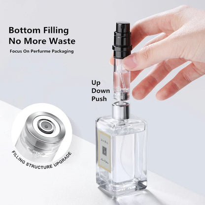 Portable perfume atomizer with compact, travel-friendly design and multiple color options