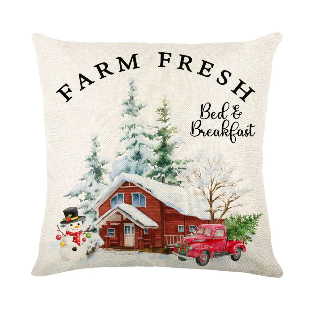 Festive throw pillow covers with various snowflake designs for Christmas home decor