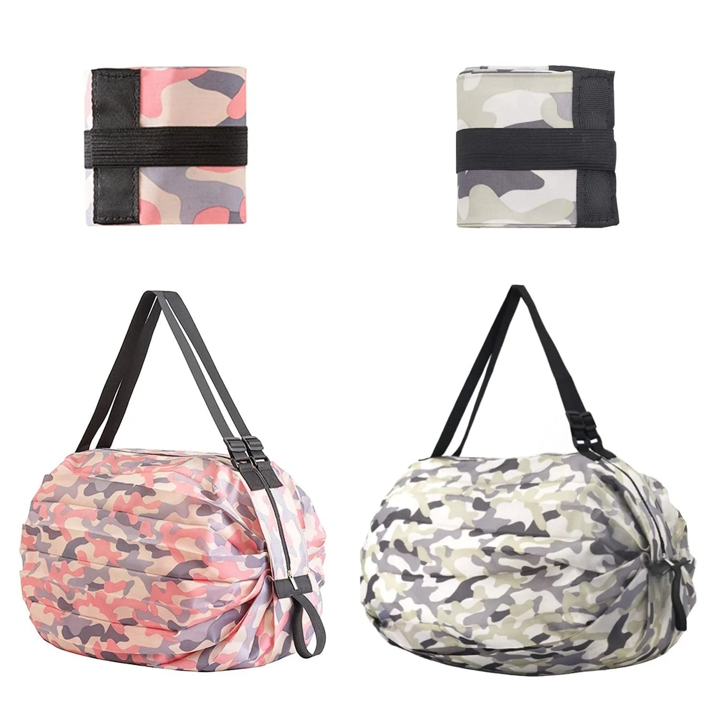 Large capacity foldable nylon shopping bag in various colors, eco-friendly and reusable