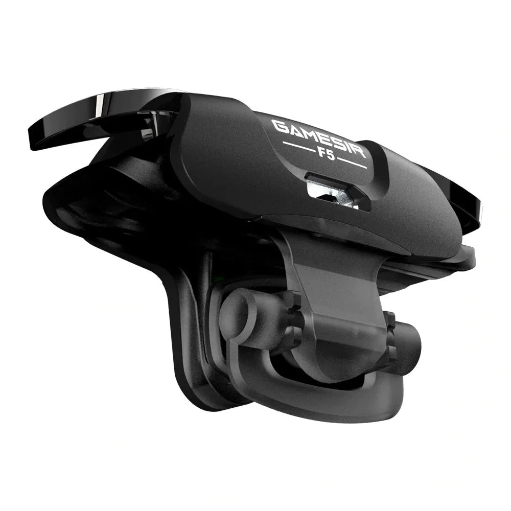 Black F5 wired game controller for mobile phones, showing joystick and buttons