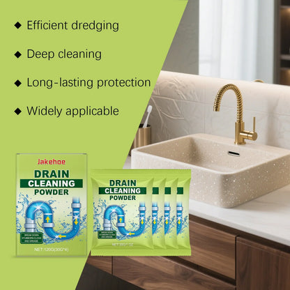 120g container of white drain cleaning powder for unblocking sinks and showers