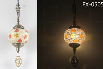 Turkish glass chandelier with 148mm shade and 1.2m adjustable cable on 10cm chassis