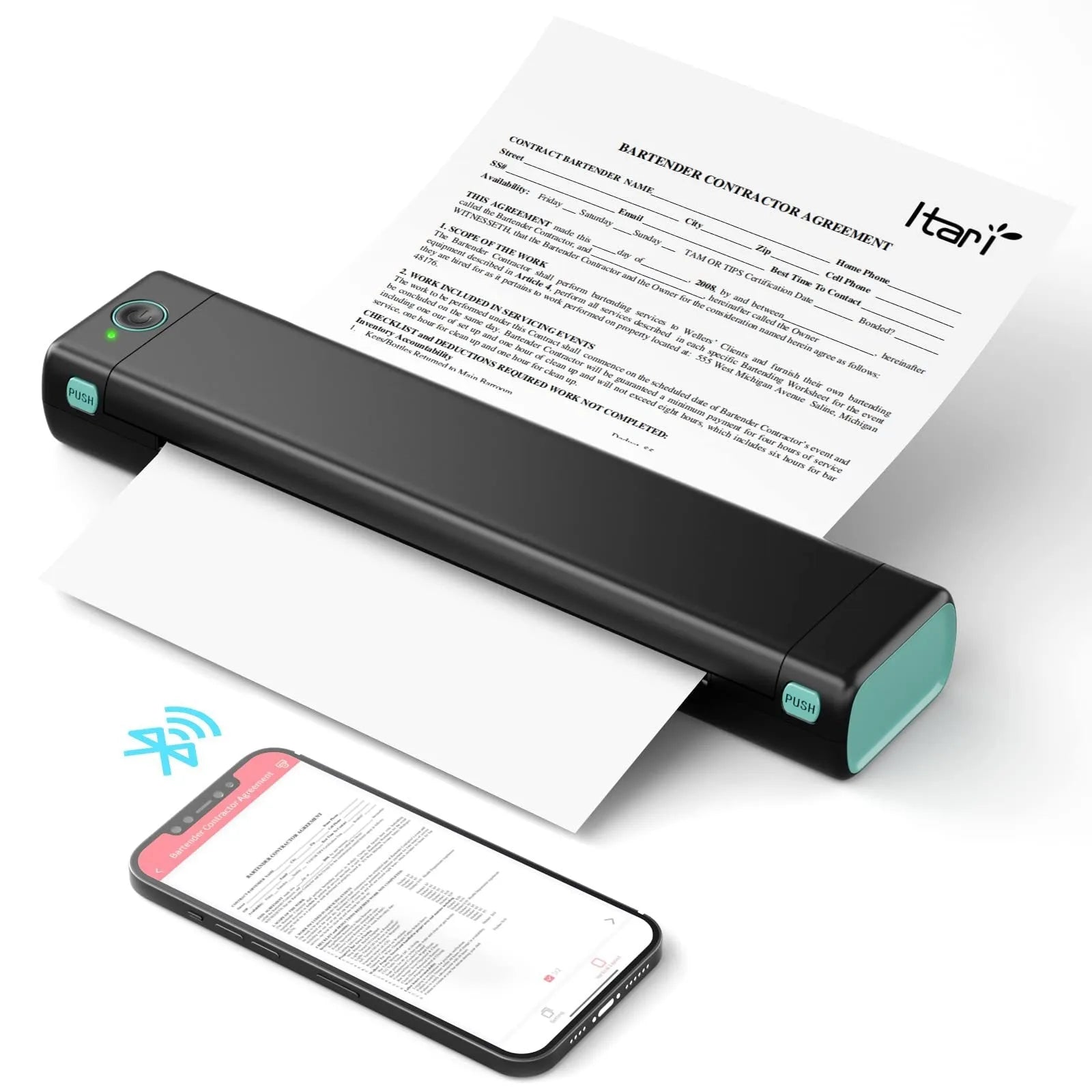 Phomemo M08F A4 portable wireless thermal printer in compact design with multiple colour options