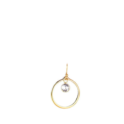 Titanium steel circle earrings with zirconia inlays, gold tone, unisex U-shape geometric and zodiac styles