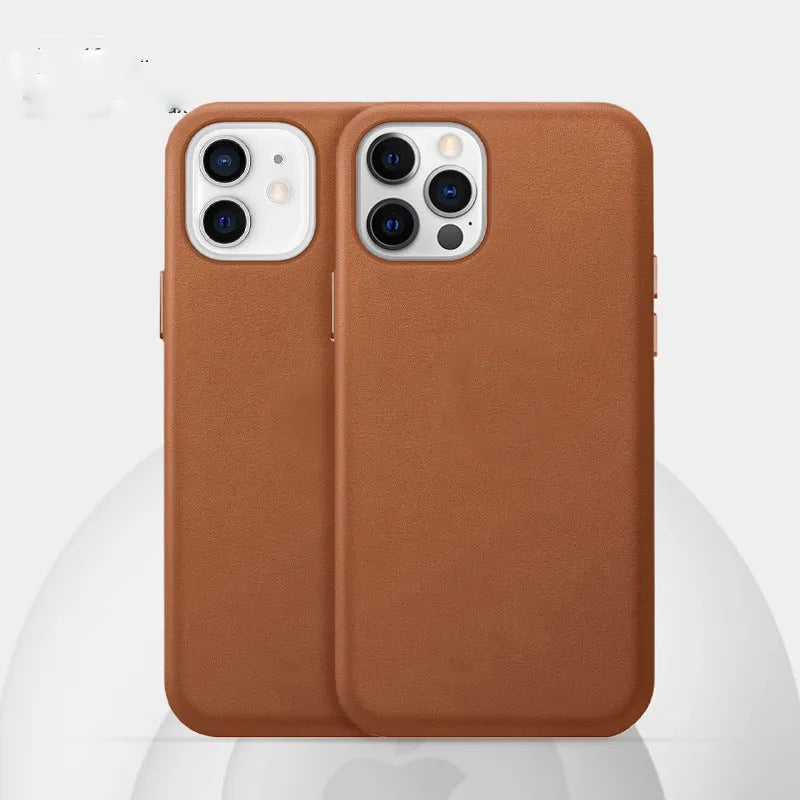 Real cowhide leather iPhone case for 12 and 13 Pro Max models in multiple colours.