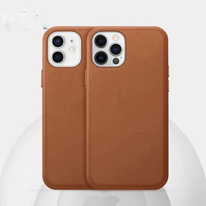 Real cowhide leather iPhone case for 12 and 13 Pro Max models in multiple colours.