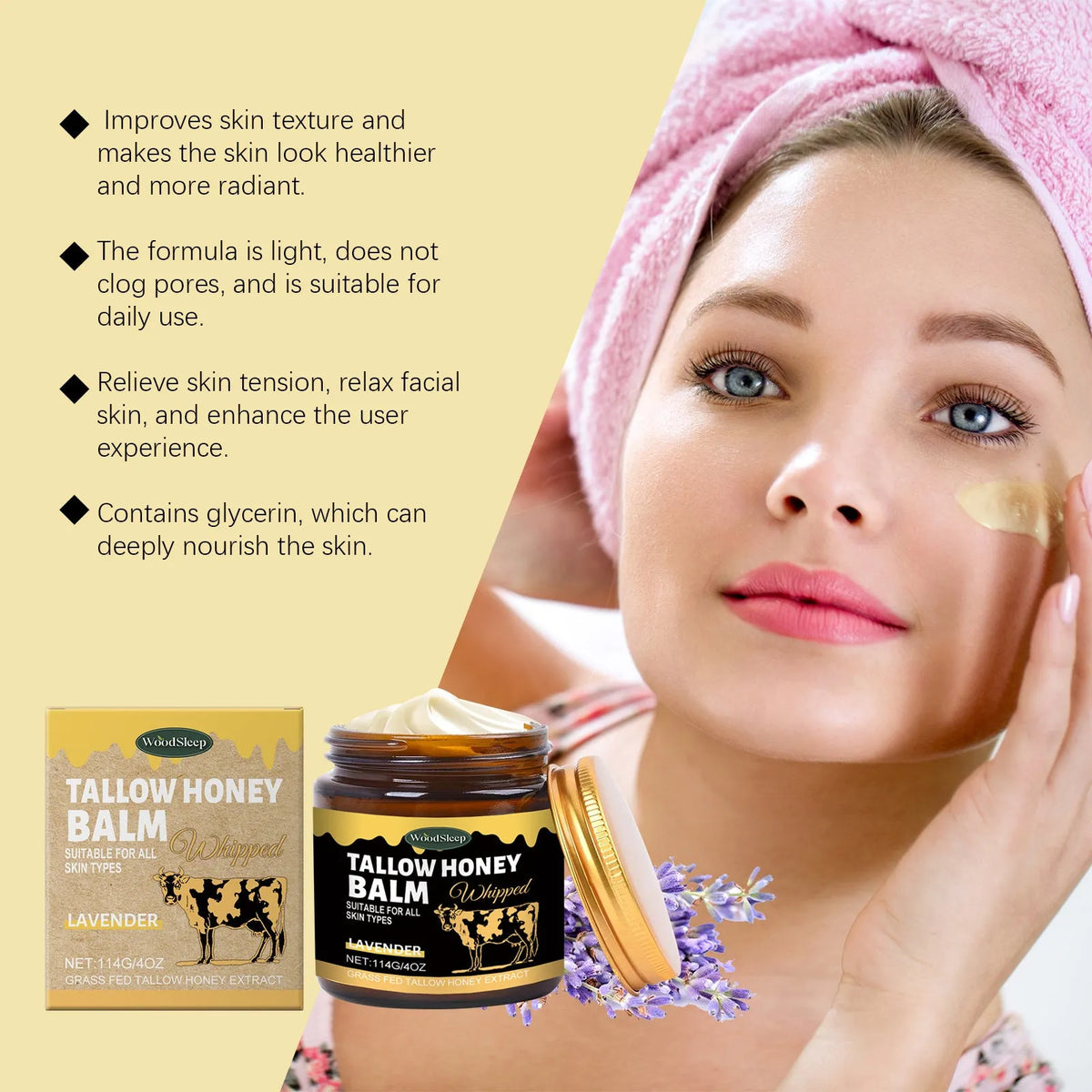 114g jar of butter skin cream with honey and lavender formulation for dry sensitive skin