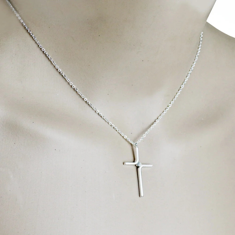 Elegant Titanium Steel Cross Pendant Necklace for Women - A timeless accessory for any outfit.