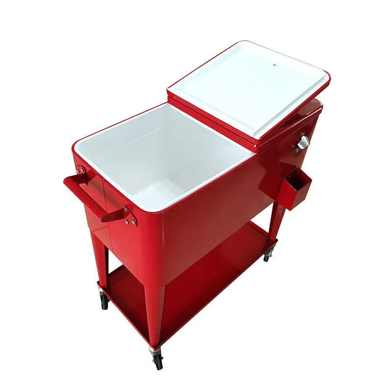 Red outdoor insulated trolley with iron and PP construction and 750ml capacity