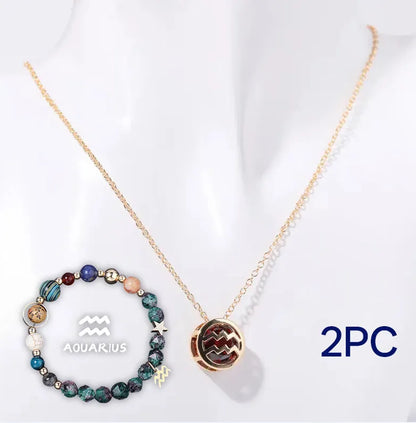 Natural stone beaded necklace and matching bracelet jewellery set showing one of 12 available style variations.
