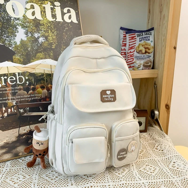 Stylish preppy backpack for women with large capacity and multiple pockets