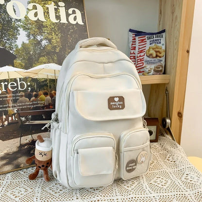 Stylish preppy backpack for women with large capacity and multiple pockets